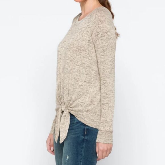 Nine Britton Stitch Fix Billie Tie Front Brushed Knit Long Sleeve Top - Picture 3 of 9